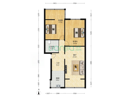 营康西路10号 2室1厅1卫 86平方