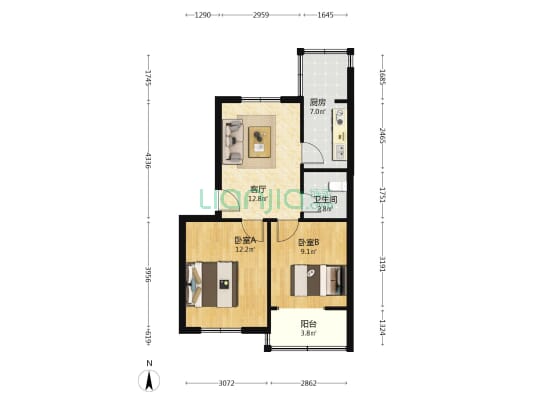 城东南路60号院 2室1厅1卫 58平方