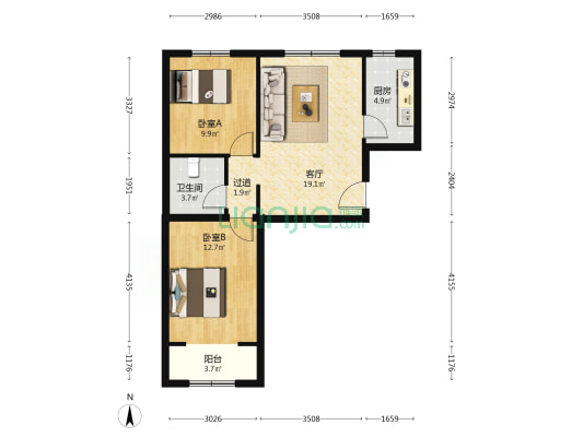 北花园小区6号院 2室1厅1卫 84平方