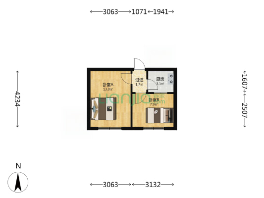 中华巷56号院 2室0厅0卫 35平方