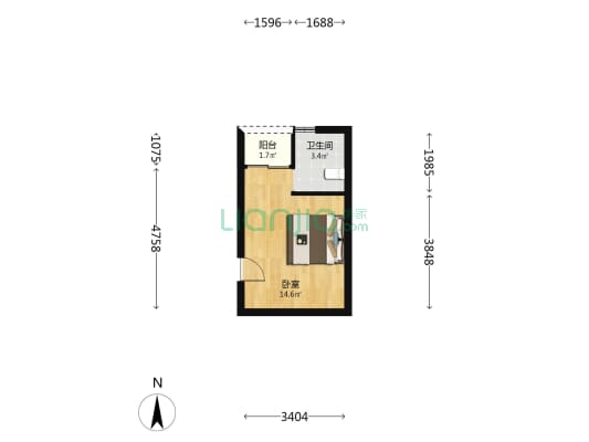 京基天珺府 1室0厅1卫 35平方