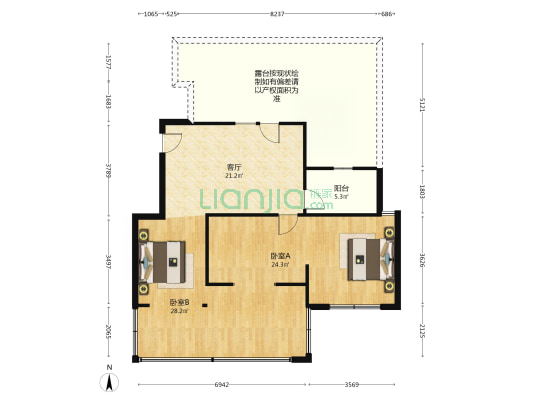 中冶未来城 1室1厅 南 北-户型图