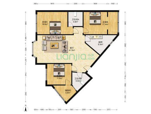 泰安楼 3室1厅2卫 134平方