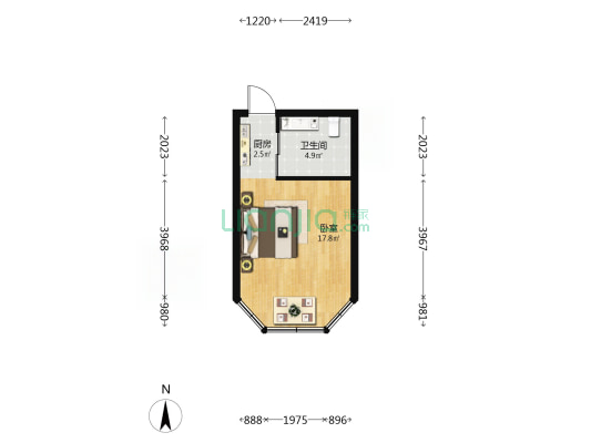 财富立方宾馆 1室0厅1卫 36平方