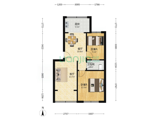 北关大街北四巷450号 2室2厅1卫 66平方