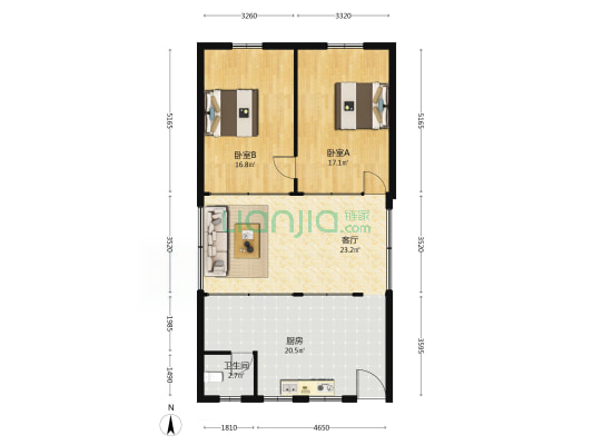 人民西路 2室1厅1卫 69平方
