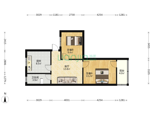 西郊综合楼 2室1厅1卫 65平方