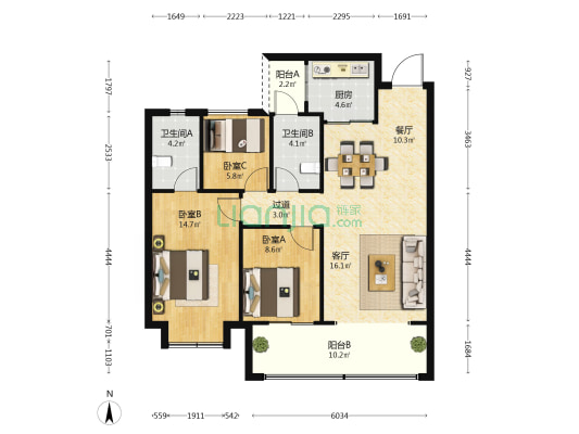中建金科向山的岛 3室2厅2卫 103平方