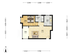 鸿坤理想湾南区 1室1厅 南 北 西南-涿州鸿坤理想湾南区户型图