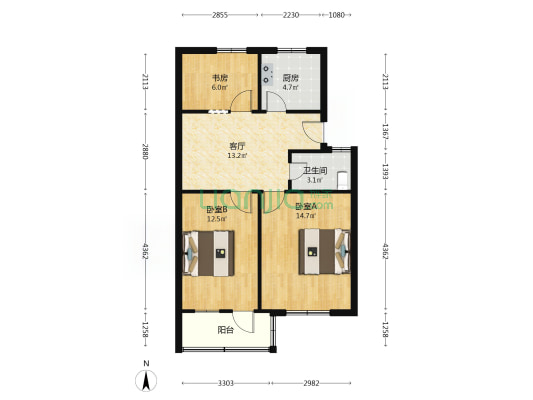 木浪路185号 3室1厅1卫 69平方