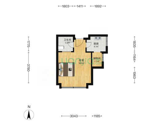 盛世·壹号公馆 1室0厅1卫 44平方