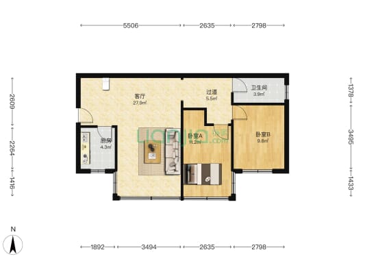 城基巷3号 2室1厅1卫 78平方