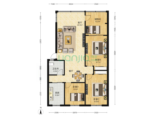 建设路125号 3室1厅1卫 113平方