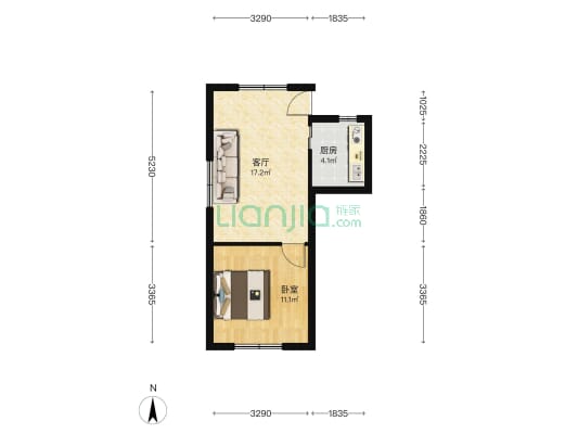 友谊路29号 1室1厅0卫 44平方