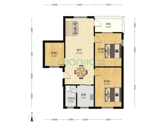 骆屋路 3室1厅1卫 86平方