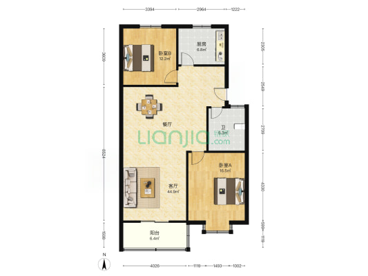 实验小学住宿楼 2室1厅1卫 108平方