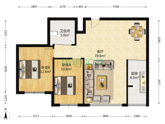 天鸿嘉园 2室1厅1卫 101平方
