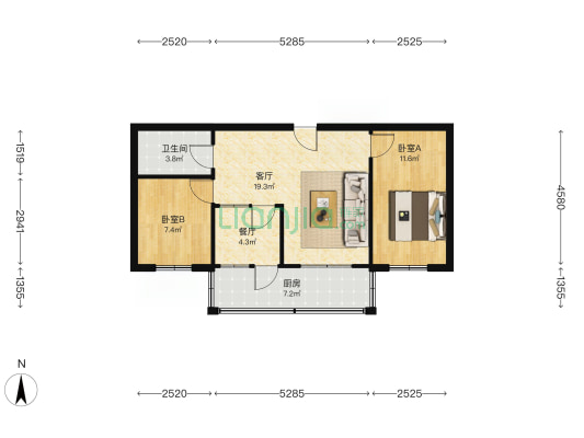 教场巷38号 2室2厅1卫 63平方
