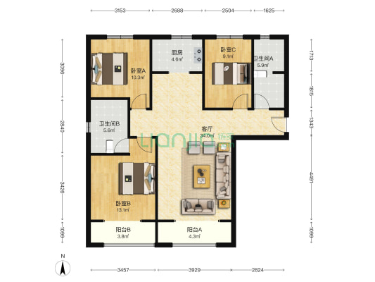小区环境好，居住舒适，出行方便-户型图