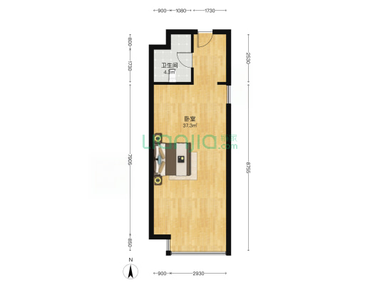 公园8090 70年loft 层高4.8米 两层面积 大窗户-户型图