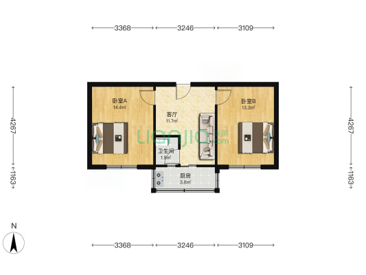 成平小区 2室1厅1卫 55平方