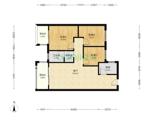 横路熙岸 3室1厅2卫 96平方