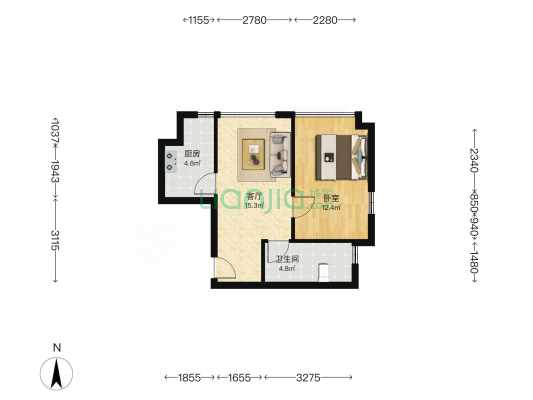 苏州华贸中心(商办) 1室1厅1卫 55平方
