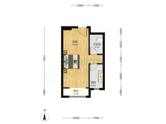 樱花北街19号 1室0厅1卫 51平方