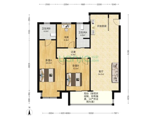 中南.上悦城 3室1厅2卫 119平方