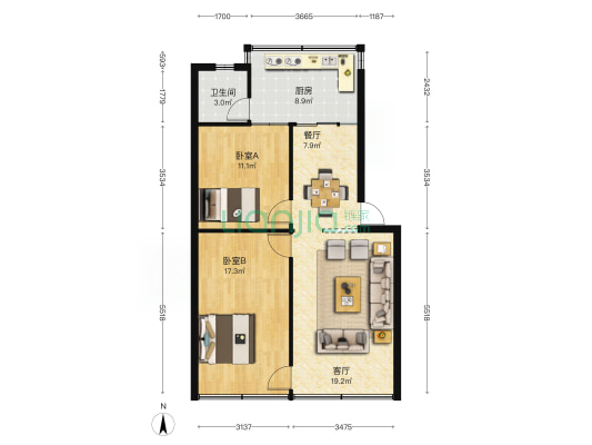 篆塘路89 2室2厅1卫 70平方