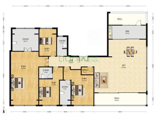 建发·朗月名筑 4室1厅4卫 291平方