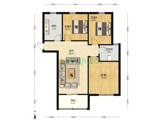 永林小区 3室1厅1卫 110平方