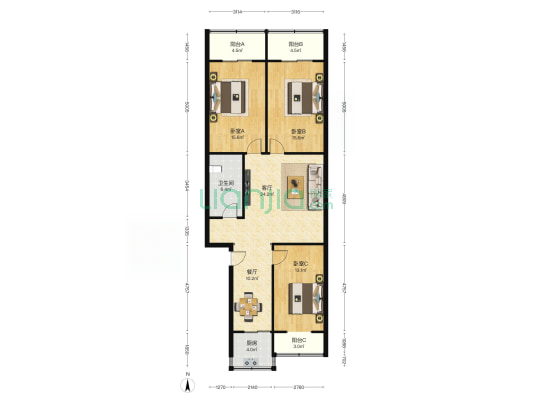 建西街付28号 3室2厅1卫 112平方