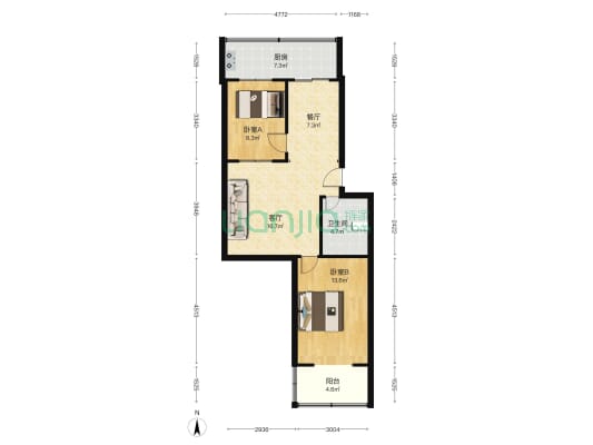 公园路工商局宿舍 2室2厅1卫 71平方