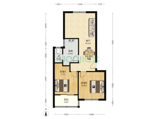 湖南交通职业技术学院 2室1厅1卫 71平方