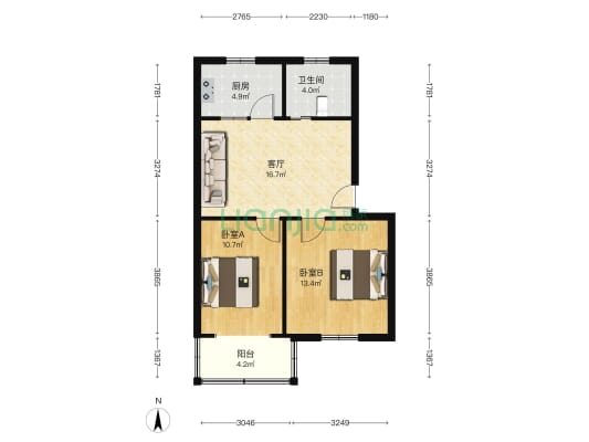 车站路383弄 2室1厅1卫 66平方