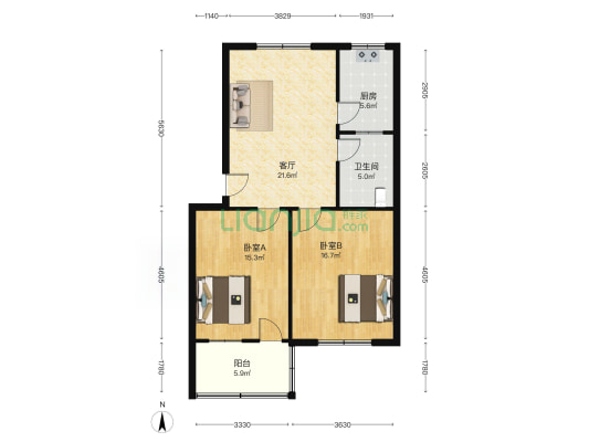 公路局二处家属院 2室1厅1卫 83平方