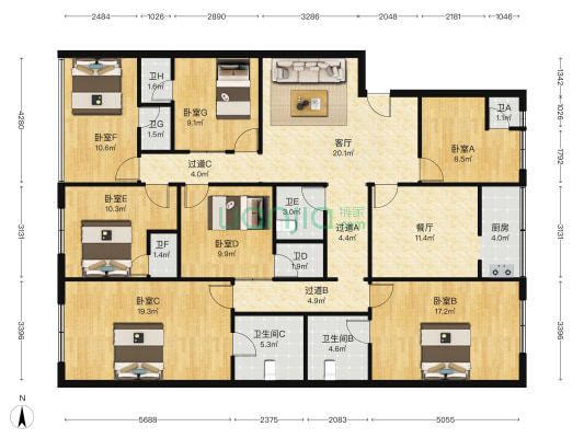 光明路二段249号 7室2厅8卫 189平方