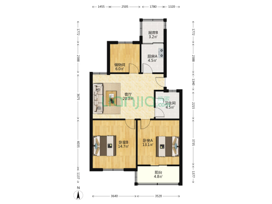 矿业家属院 2室1厅1卫 84平方