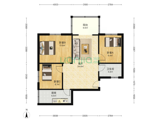 文盛商住楼 3室1厅1卫 94平方