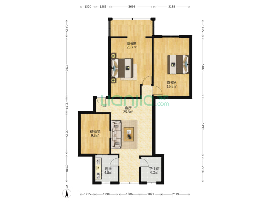 西大街146号 2室1厅1卫 82平方