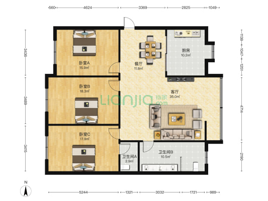 信江西路30号 3室2厅2卫 149平方
