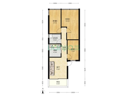 西堤二路 3室1厅1卫 79平方