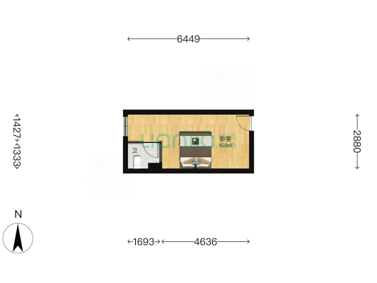 小手公寓 1室0厅1卫 28平方