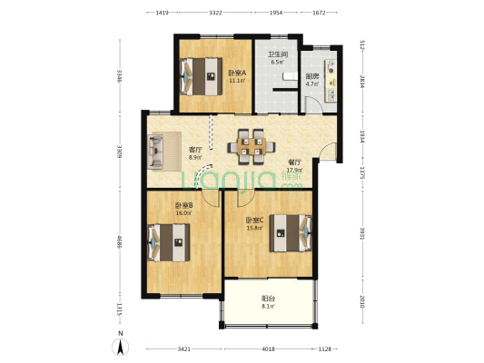 平潮镇栖凤西路 3室2厅1卫 116平方
