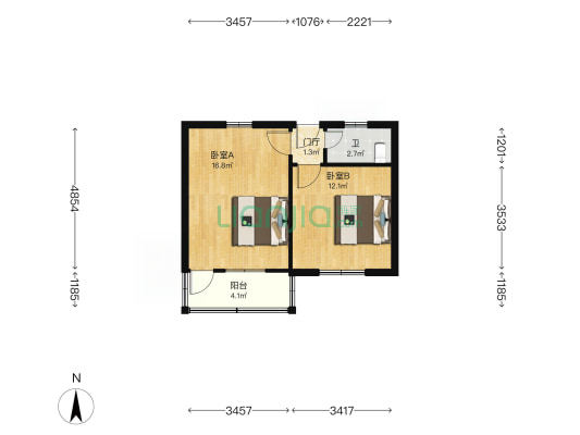 县府街43/47号 2室0厅1卫 53平方