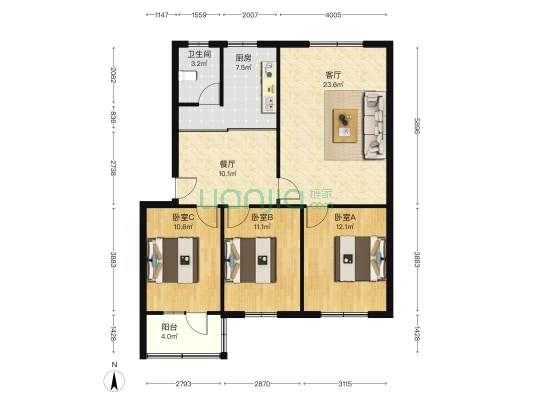 政法街南段，老社区公摊很小，出门菜市场，配套齐全-户型图