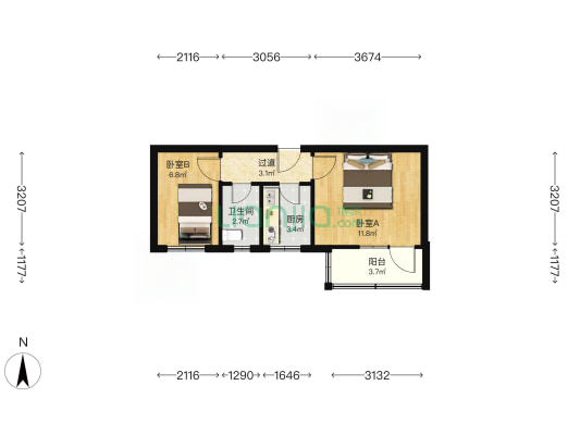 翠园东街14号院 2室0厅1卫 34平方
