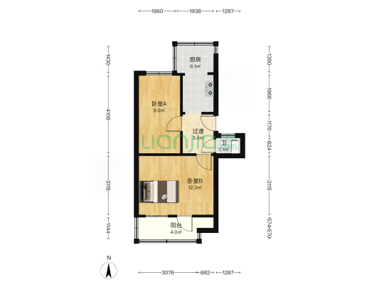 南建华街6号院 2室0厅1卫 44平方