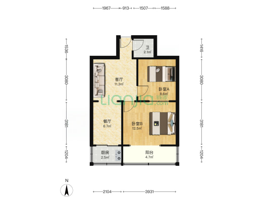 路桥二公司 2室2厅1卫 57平方